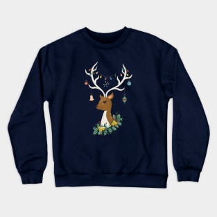 Vintage Inspired Deer with Decorations Crewneck Sweatshirt